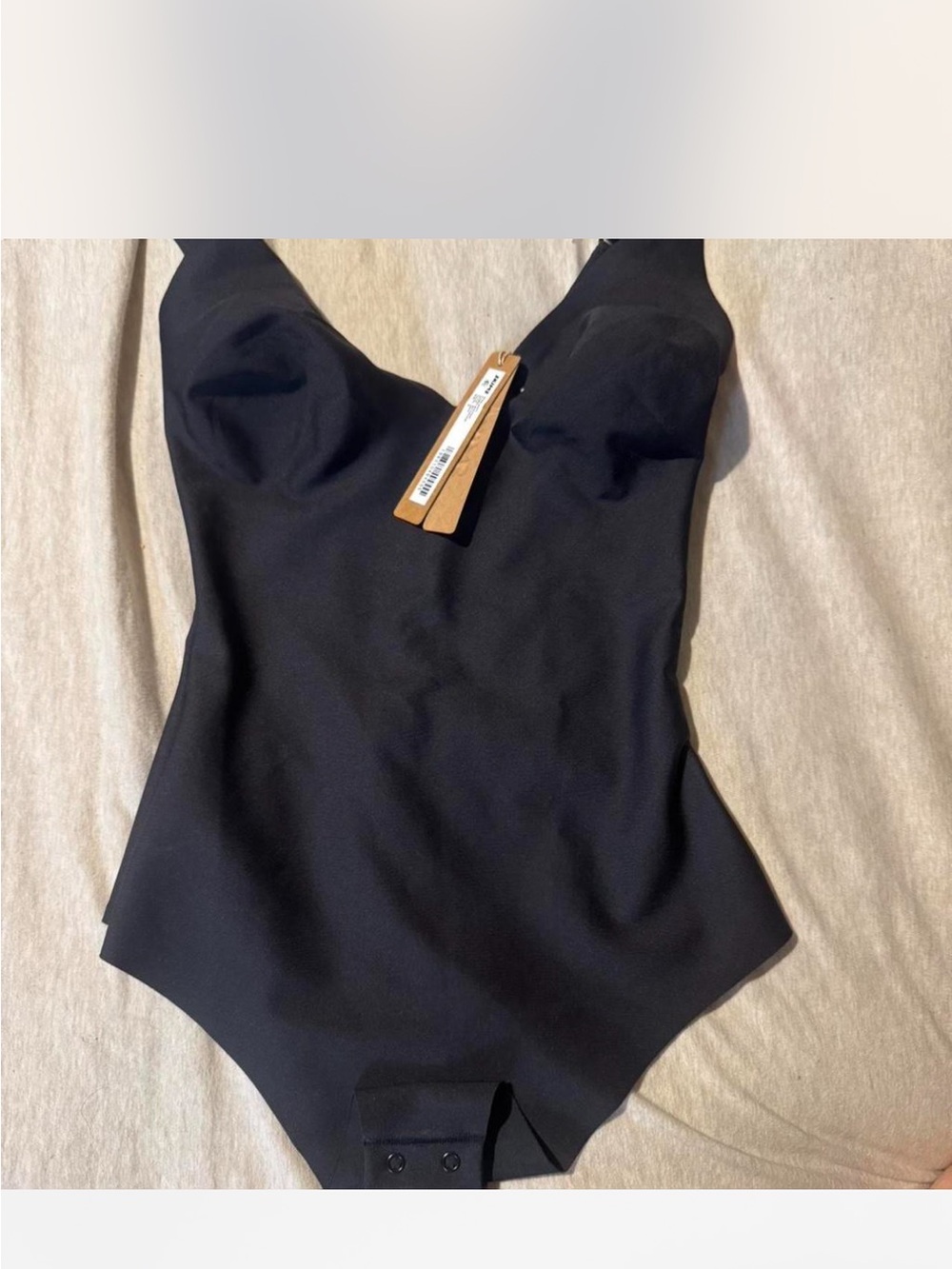 SKIMS Black Scoop-Neck Bodysuit